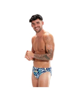 Speedo Herenzwembroek met bladmotief uit de Escape-collectie (Blauw/Groen)
