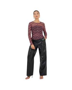 Brave Soul Dames/Dames Abstract Mesh Slim Top (Roze/Zwaar)