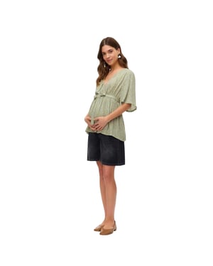 Mamalicious Zwangerschaps-wikkelblouse met bloemenpatroon voor dames (Thee)