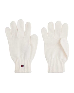 Tommy Hilfiger Kinder/Kids Gebreide Vlag Logo Handschoenen (Wit)