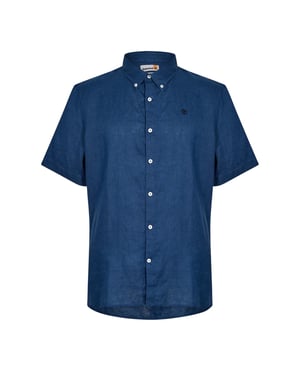 Timberland Herenoverhemd van Mill Brook, van linnen, met kraag en knoopsluiting (Donkere Denim)