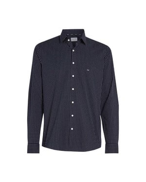Calvin Klein Heren Microprint Poplin Slim Fit Langarmshirt (Blauw)