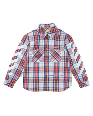 Off White Flanellen overhemd met diagonale strepen voor dames (Rood/Blauw/Wit)