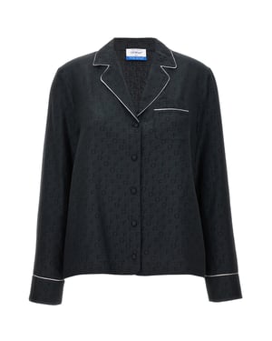 Off White Damers Logotyp Kavajkrage Skjorta (Svart)