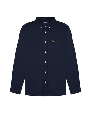 Lyle & Scott Heren Geborduurd Logo Oxford Overhemd (Marine)