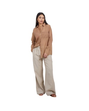 Brave Soul Dames/Dames overhemd met kraag en lange mouwen (Beige)