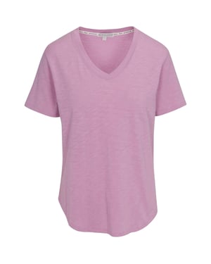 PJ Salvage Dames-T-shirt met V-hals en korte mouwen, in slub-stof (Lila)