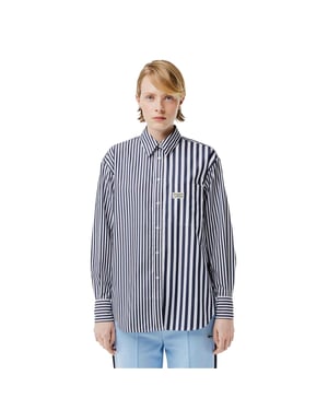Lacoste Dames-katoenen overhemd met strepen van Bandier (Marine)