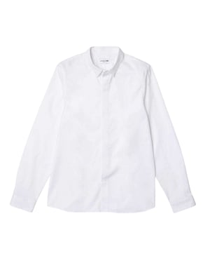 Lacoste Heren Poplin Slim overhemd met verborgen sluiting (Wit)