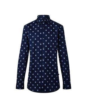 Ted Baker Heren Ditsy Bloemen Overhemd met Lange Mouwen (Marineblauw)