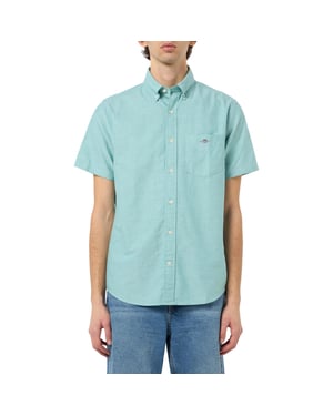 Gant Klassiek Oxford-overhemd met korte mouwen en knoopsluiting voor heren (Groen)