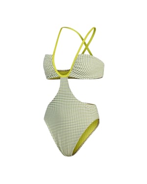 Speedo Dam Gingham Urtag Enbitarbaddräkt (Grön)