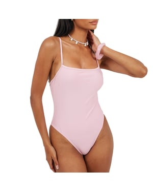 Brave Soul Dames/Dames Effen Eendelig Zwempak (Roze)