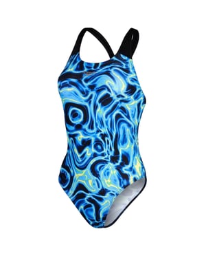Speedo Dames Allover Digitale Zwem Overall (Blauw/Zwart)