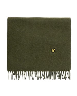 Lyle & Scott Sjaal van lamswolmix met tonaal logo (Groen)
