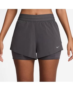 Women's Nike Fit Swift Mid Rise 3 2 In 1 Shorts in Thunder Grey