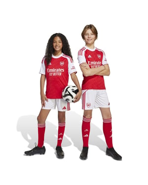 Boys adidas Home Shorts 2025 2026 Juniors in White/Red