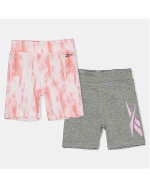 Girls Reebok 2 Pack Tie Dye Bermuda Shorts in Silver