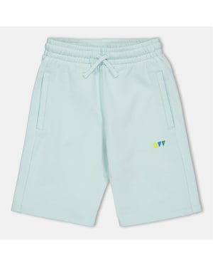Boys Off White Rainbow Lettering Bermuda Shorts in Blue Multi