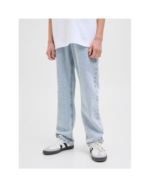 Boys Jack and Jones Chris Wide Leg Relaxed Fit Jeans in Blue Denim