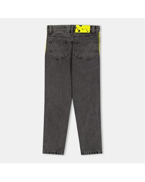 Boys Off White Logo Five Pocket Design Straight Leg Jean in Grey/Yellow