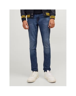 Boys Jack and Jones Five Pocket Skinny Jeans in Blue Denim