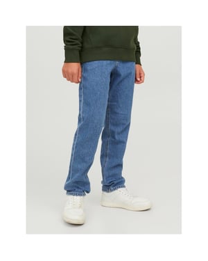 Boys Jack and Jones Five Pocket Design Regular Fit Jeans in Blue Denim