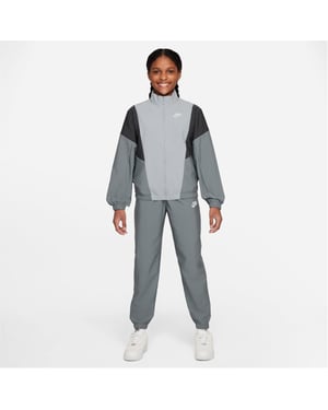 Boys Nike Zip Neck Long Sleeve Full Tracksuit in Smoke Grey
