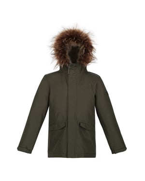 Boys Regatta Tynley Solid Patterned Hooded Parka Jacket in Black