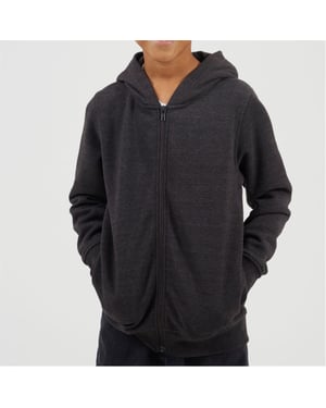 Boys Brave Soul Solid Patterned Hooded Ribbed Cuff Sweat Jacket with Zipped Pocket in Dark Charcoal