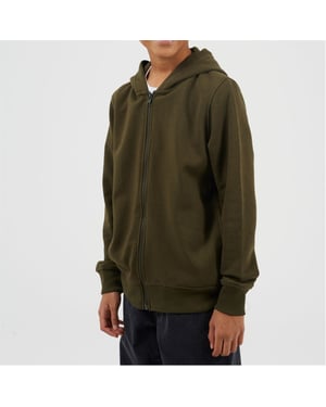 Boys Brave Soul Solid Patterned Hooded Ribbed Cuff Sweat Jacket with Zipped Pocket in Mid Khaki
