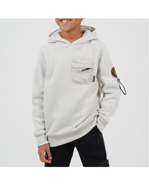 Boys Brave Soul Hooded Neck Long Sleeve Sweatshirt with Pockets in Light Grey