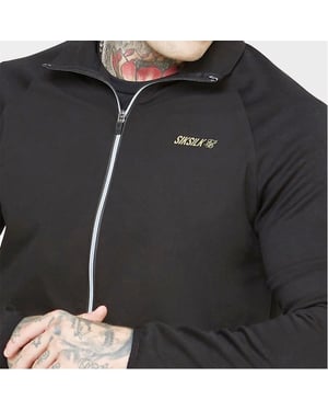 Men's SikSilk Hooded Track Slim Fit Jacket in Black