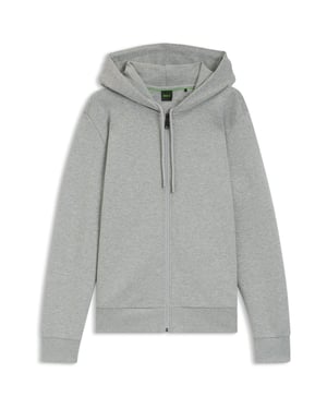 Men's Boss Saggy Full Zip Hoodie with Adjustable Drawstring Hood in Silver