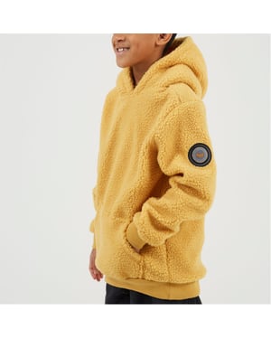 Boys Brave Soul Kangaroo Pocket Hooded Long Sleeve Sweatshirt in Deep Mustard