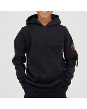 Boys Brave Soul Hooded Neck Long Sleeve Sweatshirt with Pockets in Jet Black