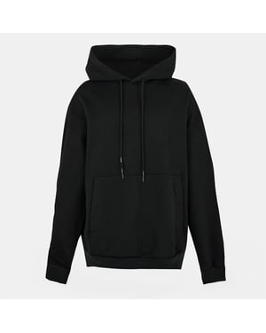 Men's Off White Hooded Neck Long Sleeve Sweatshirt in Black