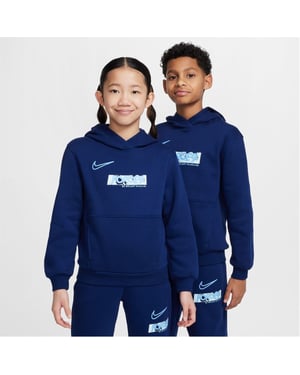 Boys Nike Haaland Hooded Regular Fit Sweatshirt in Navy/Orange