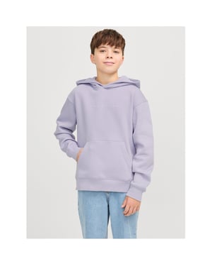 Boys Jack and Jones Star Lettering Hooded Neck Sweatshirt in Lavender