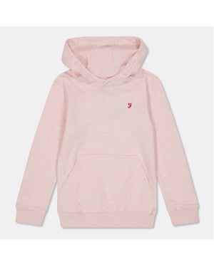 Boys Farah Powell Hooded Neck Long Sleeve Embroidered Sweatshirt in Pink
