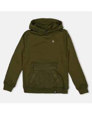 Boys G Star Relaxed Fit Hooded Neck Long Sleeve Sweatshirt in Shadow Olive