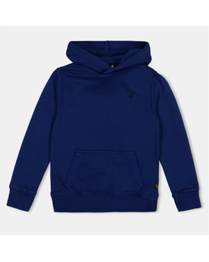 Boys G Star Hooded Neck Long Sleeve Kangaroo Pocket Sweater in Deep Blue