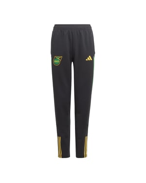 Boys adidas Jamaica Football Federation Tapered Three Stripes Track Pants in Black