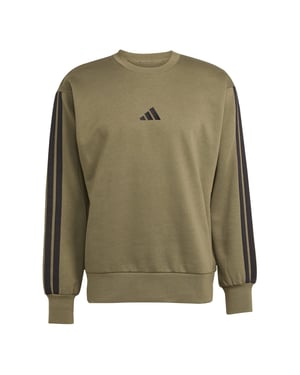 Men's adidas Essentials 3 Stripes Fleece Sweatshirt in Olive Strata