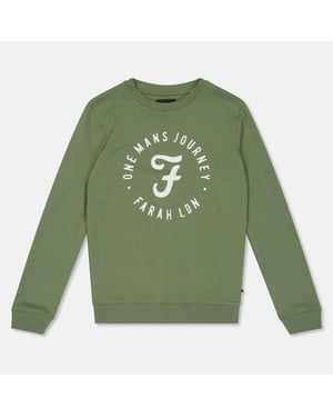 Boys Farah Kids F T Logo Crew Neck Long Sleeve T Shirt in Green