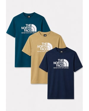 3 Pack The North Face Mens New Peak SS T Shirt in Khaki / Midnight Petrol / Summit Navy