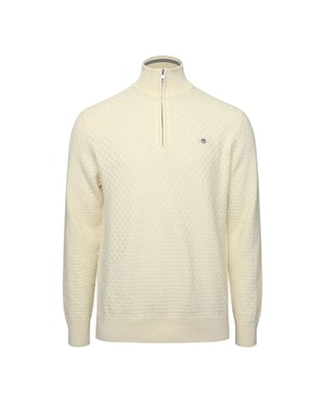 Men's Gant Micro Texture Jumper in CREAM