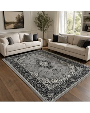 Muratap Nain klassiek vintage oosters vloerkleed medaillon zilver- 160x230 cm