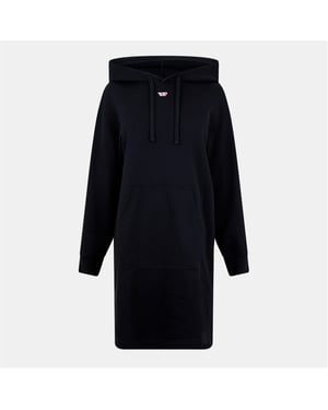Women's Diesel Ilse Hooded Midi Sweatshirt Dress in Black Black