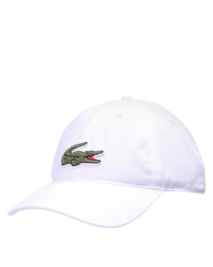Accessories Lacoste Crocodile Logo Print Curved Brim Dad Cap in White